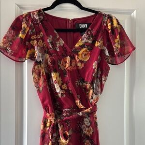 DKNY Floral Red Dress